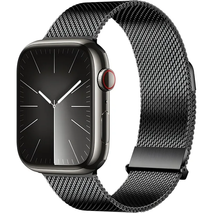Wigento DUX DUCIS Milanese Pro Series Edelstahl Armband für Apple Watch SE 2023 40mm, Schwarz, elegantes Design, sicherer Halt, handgelenksfreundlich (160-250mm)
