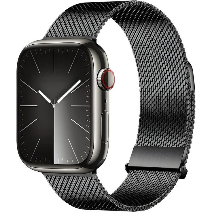 Wigento DUX DUCIS Milanese Pro Series Edelstahl Armband für Apple Watch SE 2023 40mm, Schwarz, elegantes Design, sicherer Halt, handgelenksfreundlich (160-250mm)