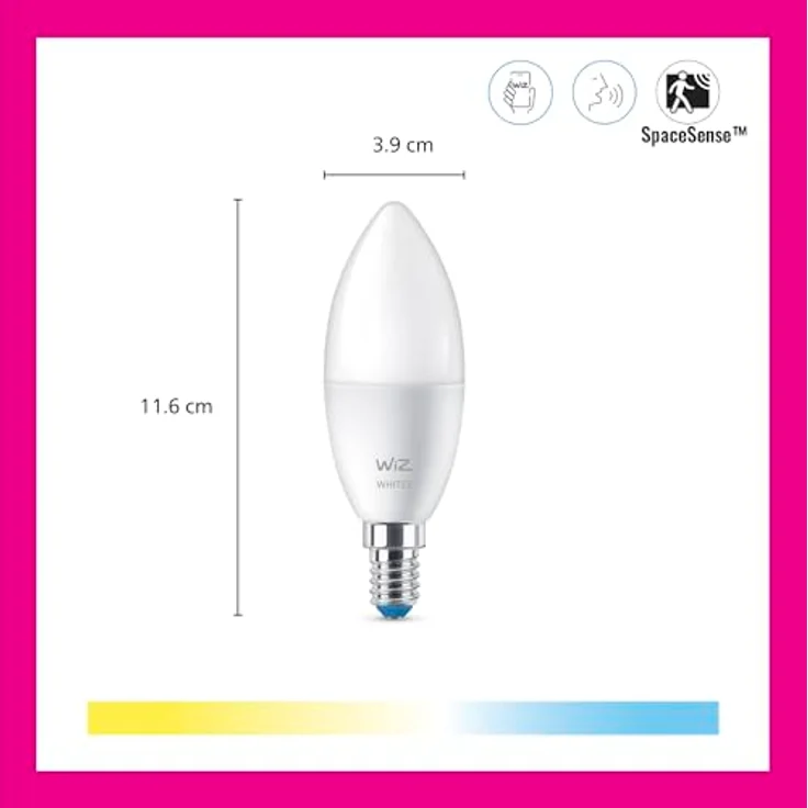 WiZ E14 LED Lampe im 3er-Pack, 40W, smarte Lichtsteuerung mit Weißschattierungen, WLAN/Bluetooth, kompatibel mit Google Home, Alexa und HomeKit – Bild 3