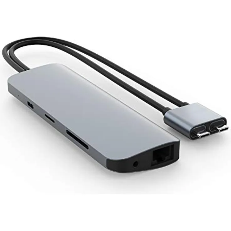 Hyper Laufwerk 10-in-2 USB C Dock, Dual Monitor HDMI 4K @ 60Hz, 60W USBC Power Delivery, Gigabit Ethernet, USB-C Hub Adapter für MacBook Pro mit M1 Pro/Max 2021, MacBook Pro