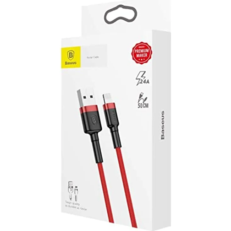 Baseus Cable Cafule - USB to Lightning - 2,4A 0,5 m (CALKLF-A09) red – Bild 6