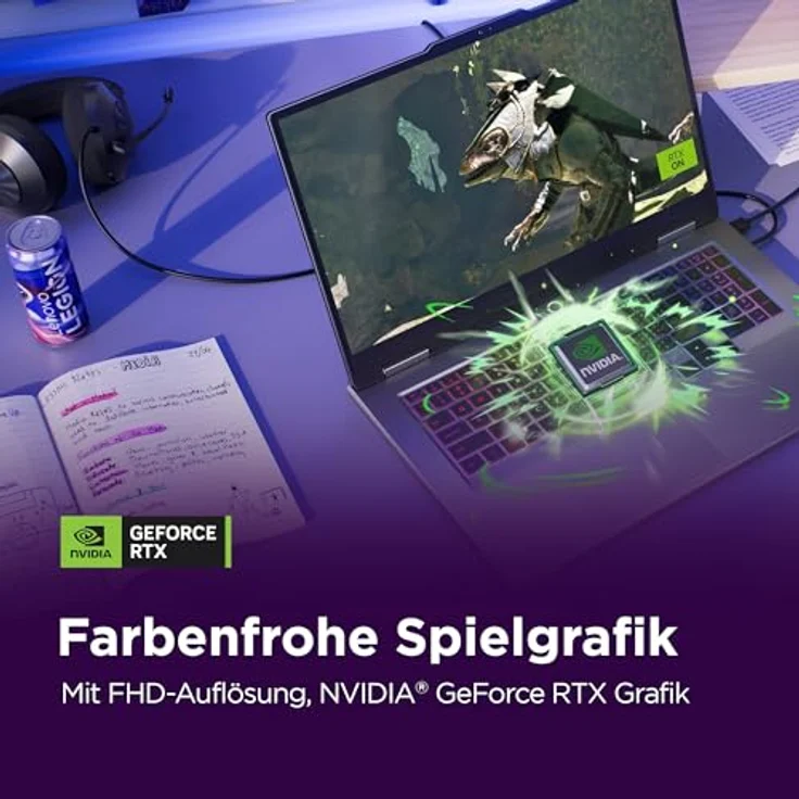 Lenovo LOQ 17IRX10 Gaming AI Laptop, 17.3" FHD 165Hz Display, NVIDIA GeForce RTX 5070, Intel Core i7-14700HX, 16GB RAM, 512GB SSD, Windows 11, QWERTZ, 24-Zonen-RGB-Tastatur, Grau, 3 Monate GamePass – Bild 4