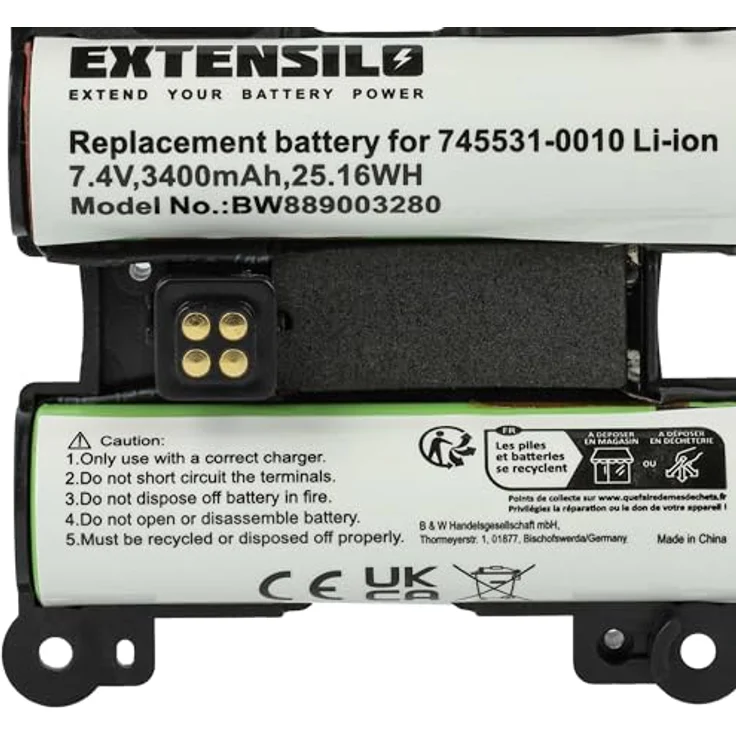 EXTENSILO Akku kompatibel mit Bose SoundLink Revolve+, Hochleistungs-Austauschakku, 3400 mAh, 7,4 Volt – Bild 5