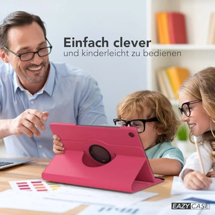 EAZY CASE Tablet Hülle für Samsung Galaxy Tab A11 Plus, 11 Zoll Smart Cover mit 360° Drehfunktion und Ständerfunktion, Kunstleder, Pink – Bild 3