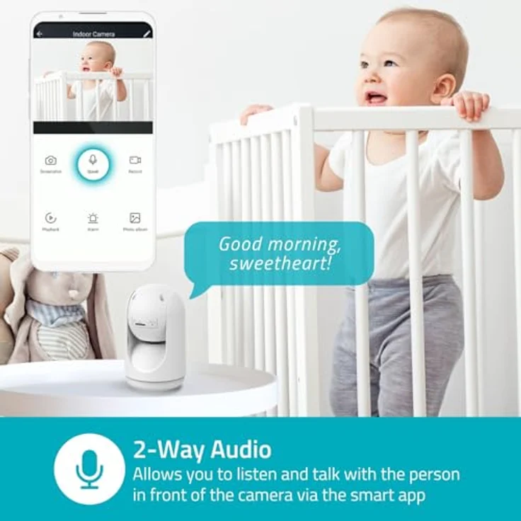 Nedis SmartLife Innenkamera 3MP Full HD 1296p, WLAN Netzwerkkamera mit Pan-Tilt-Funktion, Cloud Storage (optional) und microSD-Unterstützung, weiß – Bild 6