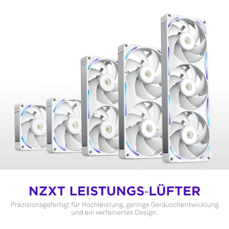 NZXT F140X Performance-Lüfter, 140mm PWM RGB Gehäuselüfter mit LCP-Rahmen, magnetischem Fluid-Dynamic-Lager und maximaler Luftförderung, weiß – Bild 2