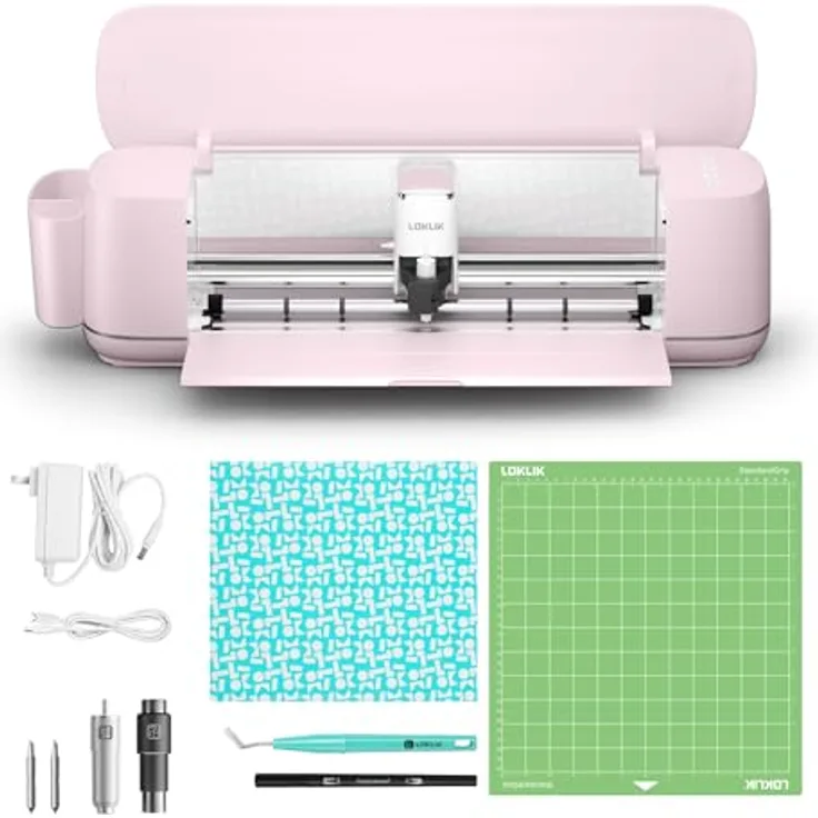 LOKLiK iCraft Plotter-Maschine – Schneidemaschine für Textilien und mehr, rosa, mit über 100 Schnittmaterialien und kostenloser Designsoftware