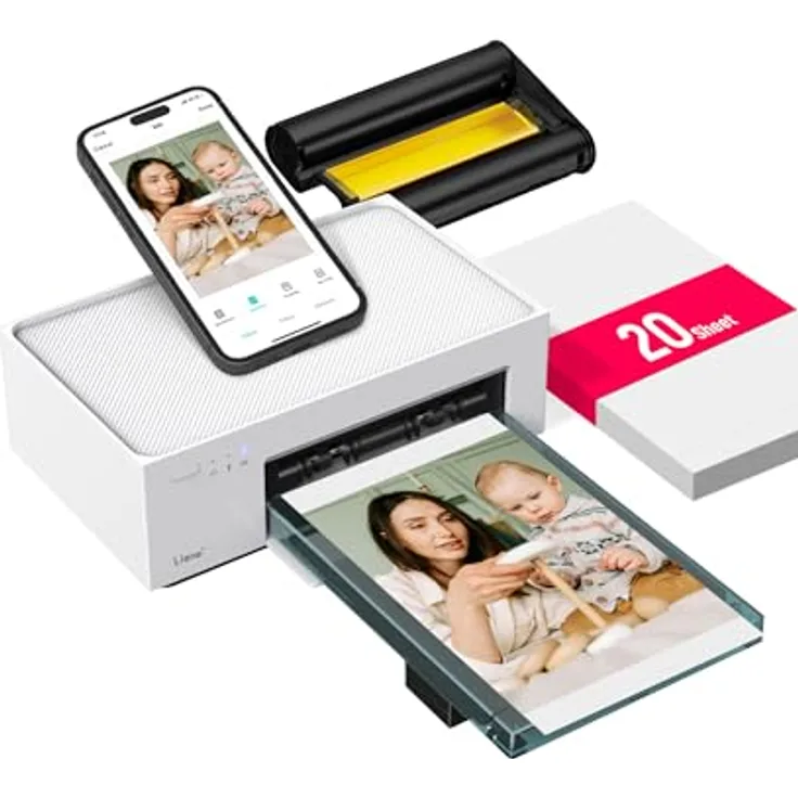 Liene Amber M100, tragbarer Fotodrucker 4x6", Thermosublimation, Wi-Fi, 300 DPI, kompatibel mit iOS/Android