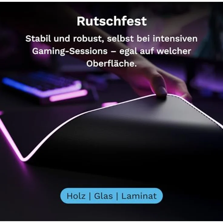 Glorious Mouse Pad 2 GLED XXL, RGB Gaming-Mauspad mit InfiniGlow Randbeleuchtung, Schwarz – Bild 6
