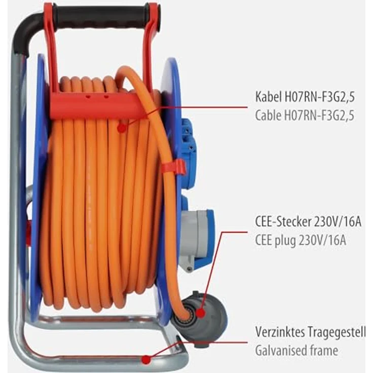 Brennenstuhl Garant Camping-Kabeltrommel/CEE 230V Kabeltrommel 25m, orange, IP44, Made in Germany – Bild 3
