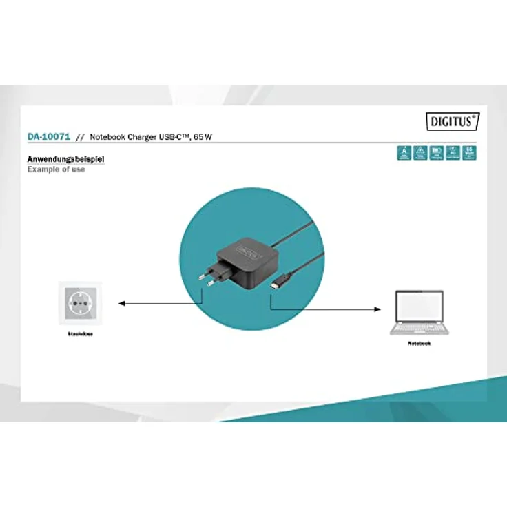 DIGITUS Notebook Ladegerät USB-C Netzteil 65W PD3.0 – Bild 4