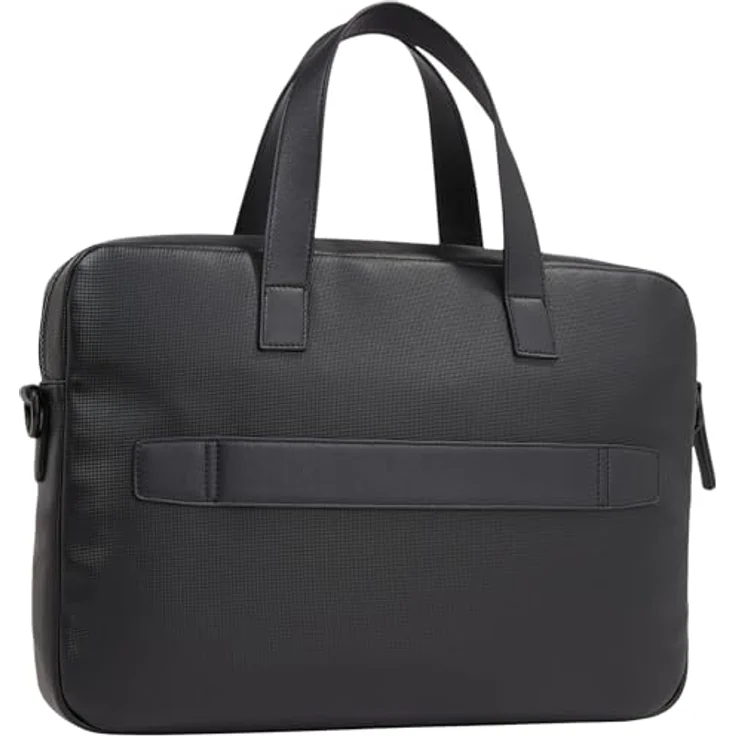 Tommy Hilfiger 3114547, Notebooktasche aus hochwertigem Kunstleder in Piqué-Optik, Schwarz – Bild 2