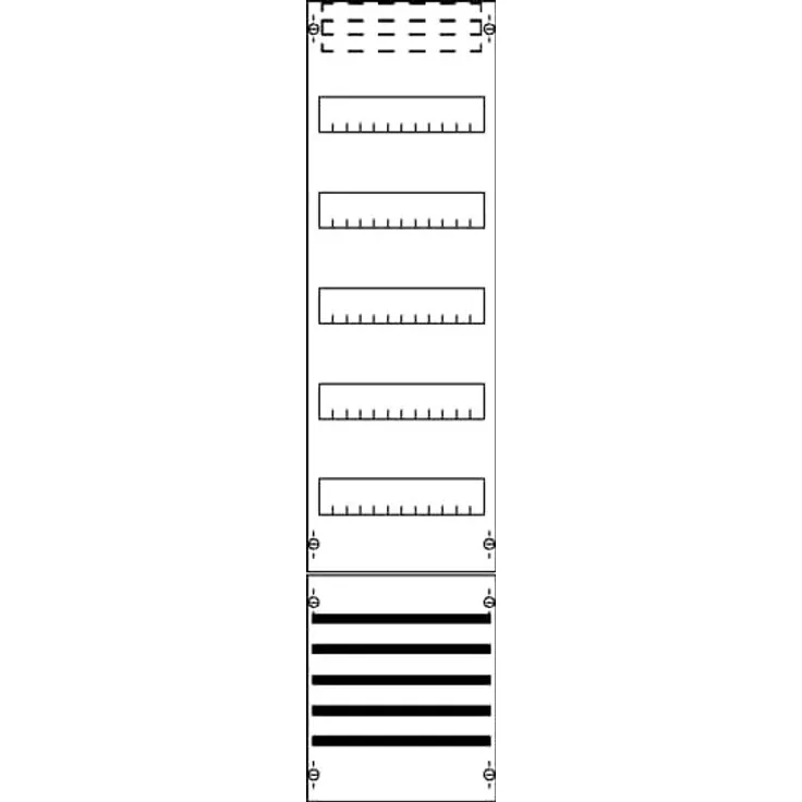 ABB Striebel & John FV17S Verteilerfeld m. SaS 7RE, 1050 mm hoch, unbestückt, 5 DIN-Schienen
