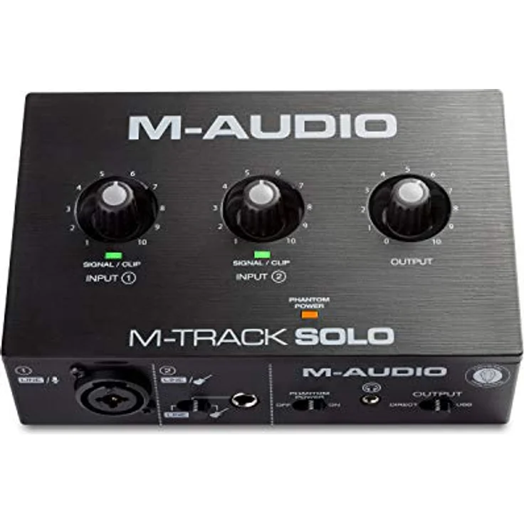 M-Audio M-Track Solo – USB Audio Interface für Aufnahmen, Streaming und Podcasting, mit XLR-, Line- und DI-Eingängen, inklusive Softwarepaket – Bild 1
