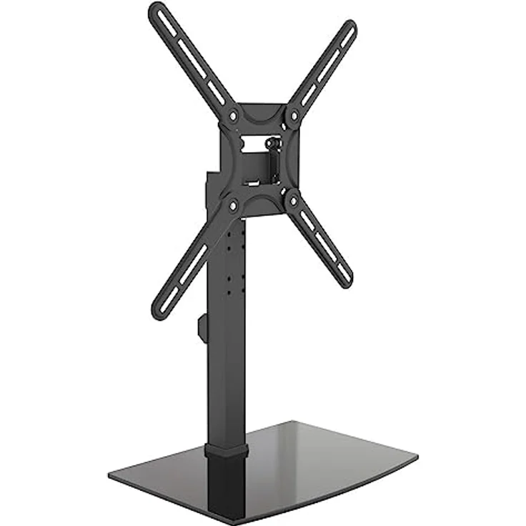 Barkan Tischplatte TV Standfuss TV Wandhalterung 29-58 Zoll Schwenkbar & Neigbare TV Ständer, hält bis 25Kgs, Patentiert, Gehärtetes Glas, für LED OLED LCD, Max. VESA 600x400 – Bild 1