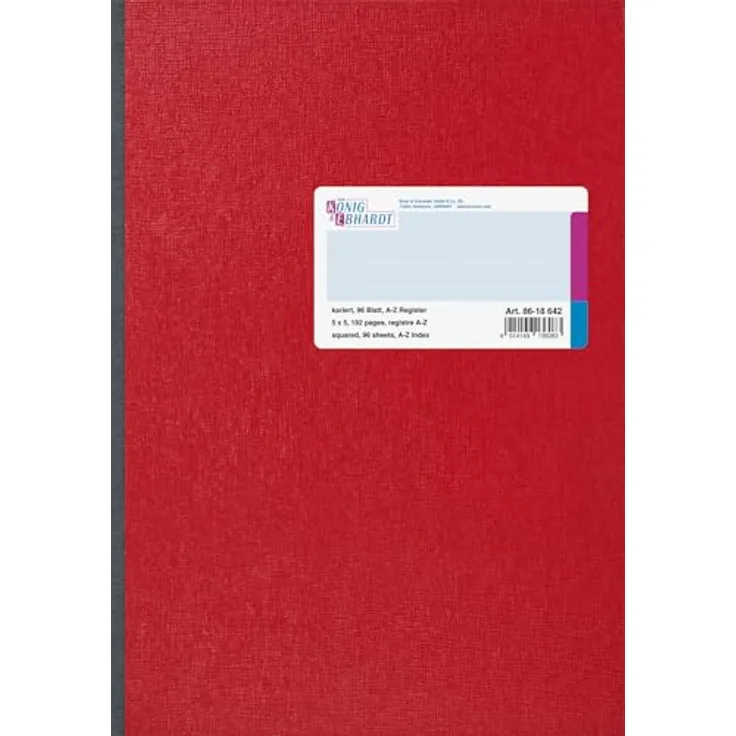 König & Ebhardt Notizbuch Kladde A4 kariert, 96 Blatt, Register A-Z, Spezialpappe, rot