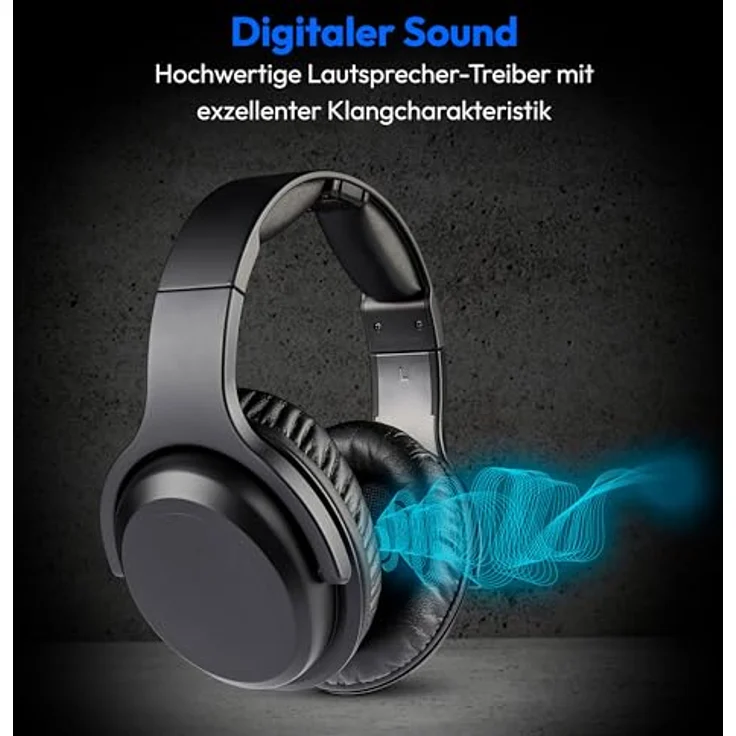 MEDION Funkkopfhörer HS-1, kabelloser Over Ear mit Ladestation, 15m Reichweite, USB-C, 10h Akkulaufzeit, MD40006 – Bild 3