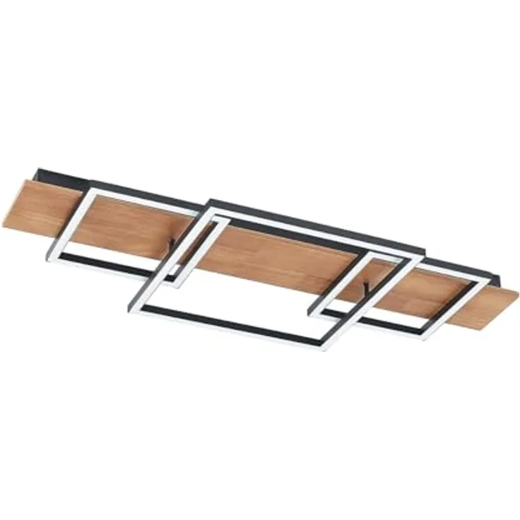 Lucande LED Deckenlampe 'Chariska' dimmbar mit Fernbedienung (Modern) aus Holz für Wohnzimmer & Esszimmer (1 flammig) - Holzoptik, energieeffizient, inkl. Dimmer und Fernbedienung
