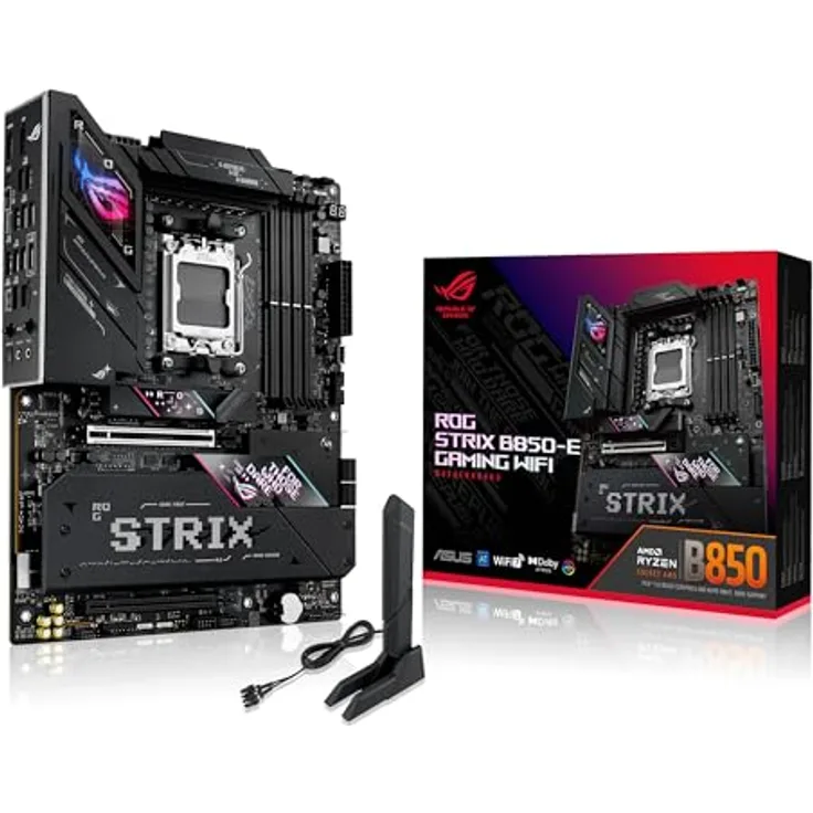 ASUS ROG Strix B850-E Gaming WiFi Mainboard Sockel AMD AM5, AMD B850, E-ATX, DDR5 Speicher, PCIe 5.0, WiFi 7, 2X PCIe 4.0 M.2, Aura Sync