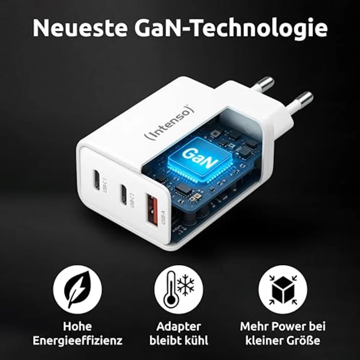 Intenso W65ACC GaN 65 Watt, weiß Schnellladegerät mit USB-A und USB-C Anschlüssen für Smartphones und Laptops – Bild 5