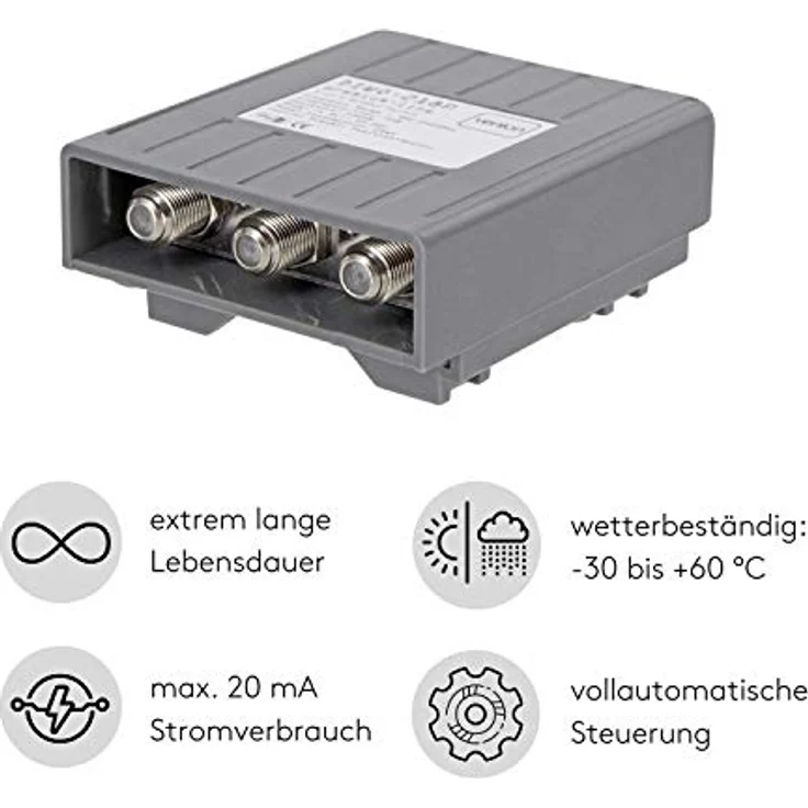 Venton DiSEqC 2/1 Schalter DIWO-218P I Sat Switch für 2 Satelliten 1 Sat-Receiver I Sat Umschalter 2.0 mit Wetterschutzgehäuse - 4K Ultra HD-TV 3D Full-HD I Einkabellösung Sat I kein Multischalter – Bild 2
