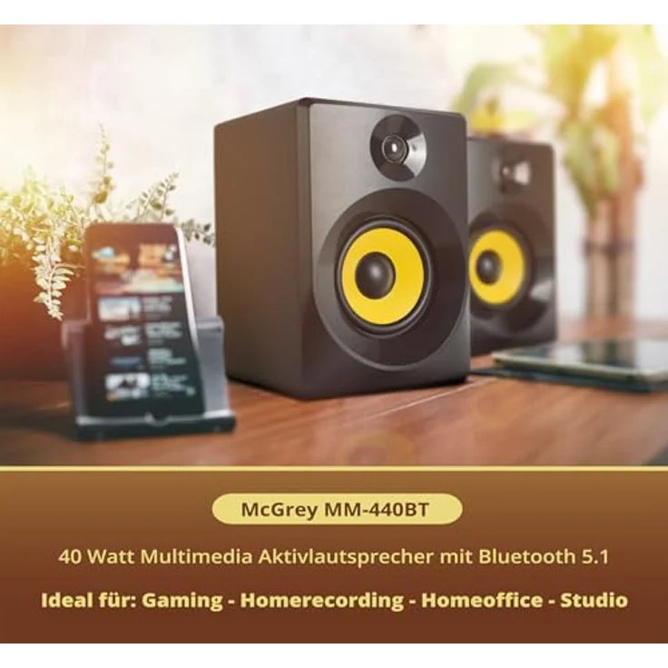 McGrey MM-440BT Multimedia Aktiv Lautsprecher Paar - 40W, Bluetooth, Höhen und Tiefen Tonregler – Bild 3
