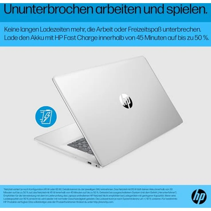 HP Laptop 17,3" FHD Display, AMD Ryzen 5 7520U, 16GB DDR5 RAM, 512 GB SSD, AMD Radeon-Grafik, Windows 11, QWERTZ, Silber inkl. 25 GB Dropbox-Speicher – Bild 5