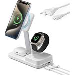 ESR 100W 6 in 1 GaN Ladestation mit CryoBoost, magnetisches kabelloses Ladegerät für iPhone 16/15/14/13, Apple Watch, AirPods 4/3/2/Pro, USB-C/A-Geräte, Weiß