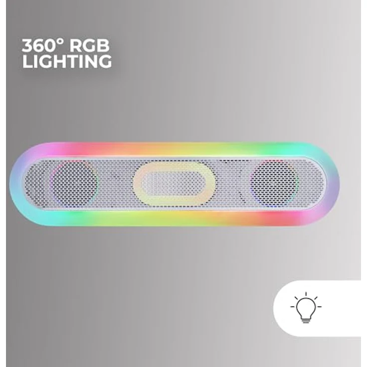 Mars Gaming MSB-ORB, Tragbarer Lautsprecher mit 20W, RGB 360° Beleuchtung, Triple-Driver-System, Bluetooth 5.3, USB, MicroSD, AUX, FM, Weiß – Bild 3
