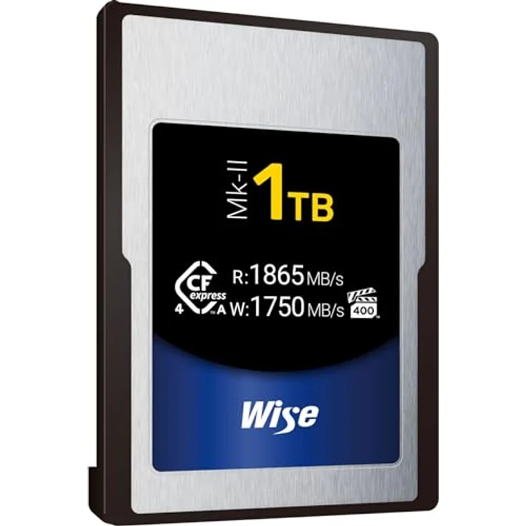 Wise CFexpress 4.0 Type A Mk-II, 1000 GB, Speicherkarte mit 1865 MB/s Lesegeschwindigkeit, Silber-Blau-Schwarz – Bild 2