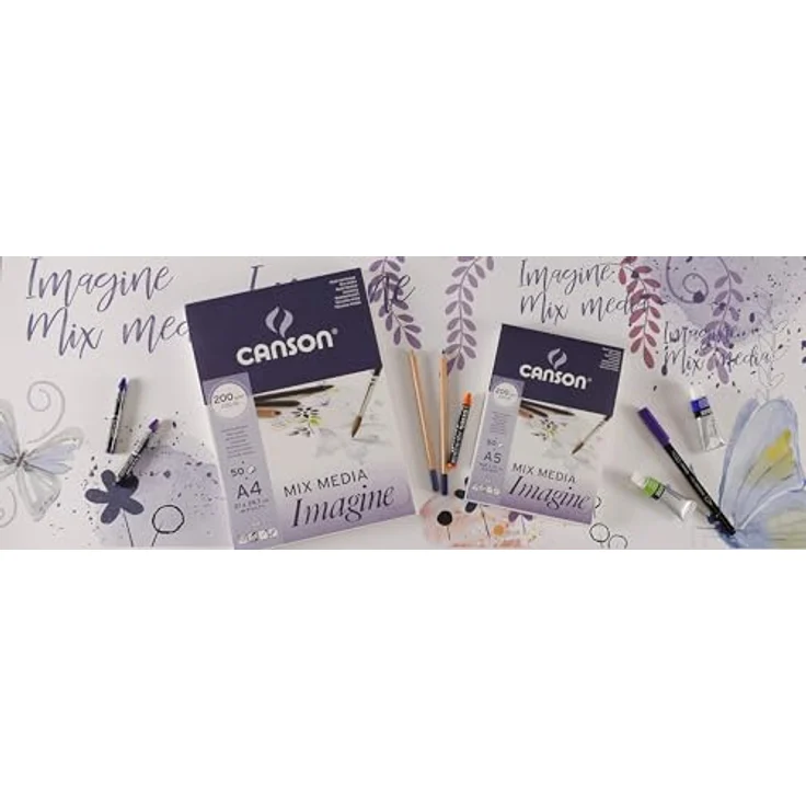 Canson Imagine Mixed Media Papier, leichte Körnung, 200 g/m², DIN A5, naturweiß, 50 Blatt – Bild 3