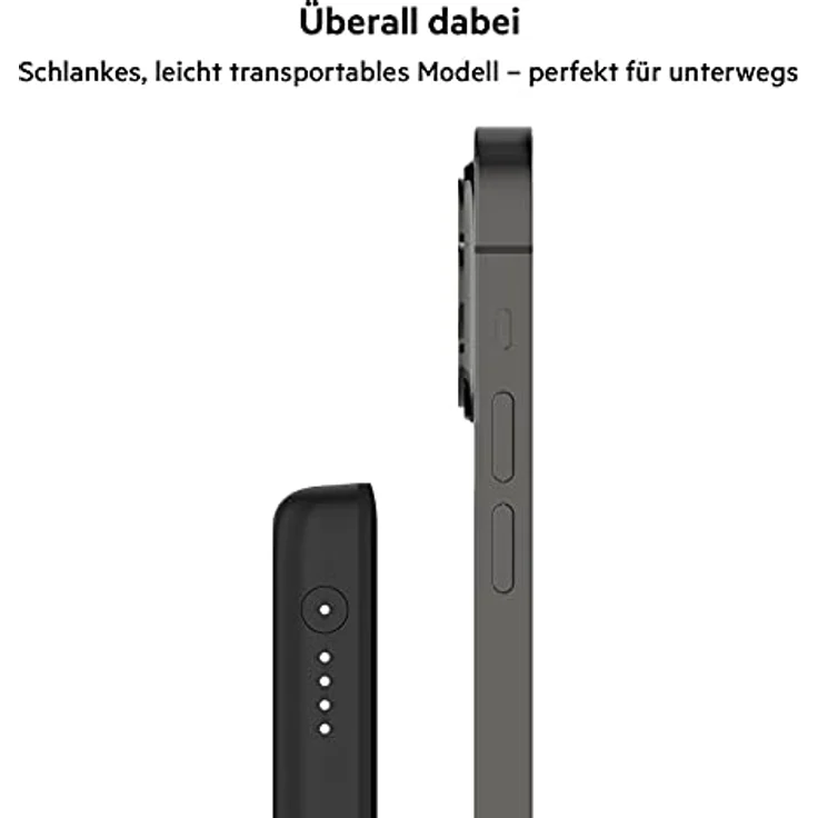 Belkin magnetische drahtlose Powerbank 2,5 K (portables Ladegerät, kompatibel mit MagSafe, für iPhone 14-Modelle, 2500 mAh, kompakte Ausführung zum Schnellladen USB-C/USB-C-Kabel enthalten) – Schwarz – Bild 5
