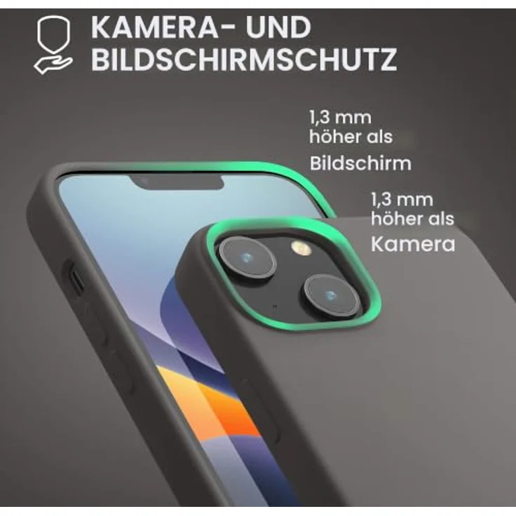 kwmobile Handyhülle für iPhone 14, Silikon Case in Stone Dust - Anti-Rutsch, kabelloses Laden, stoßfest – Bild 5