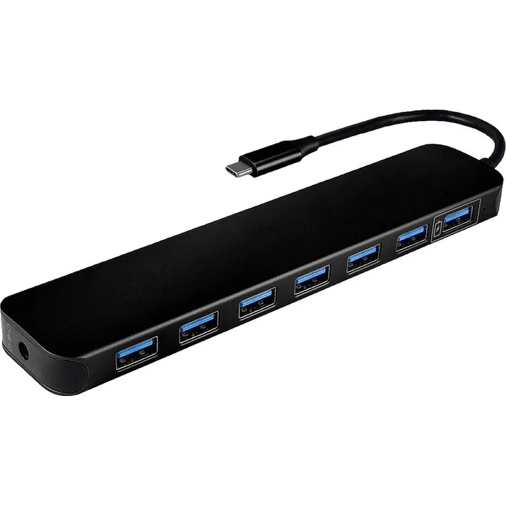 Value 14.99.5040, 7 Port USB-Kombi-Hub mit USB 3.0 / 3.2 Gen 1, Schwarz, hohe Datenübertragungsrate bis 5 Gbit/s