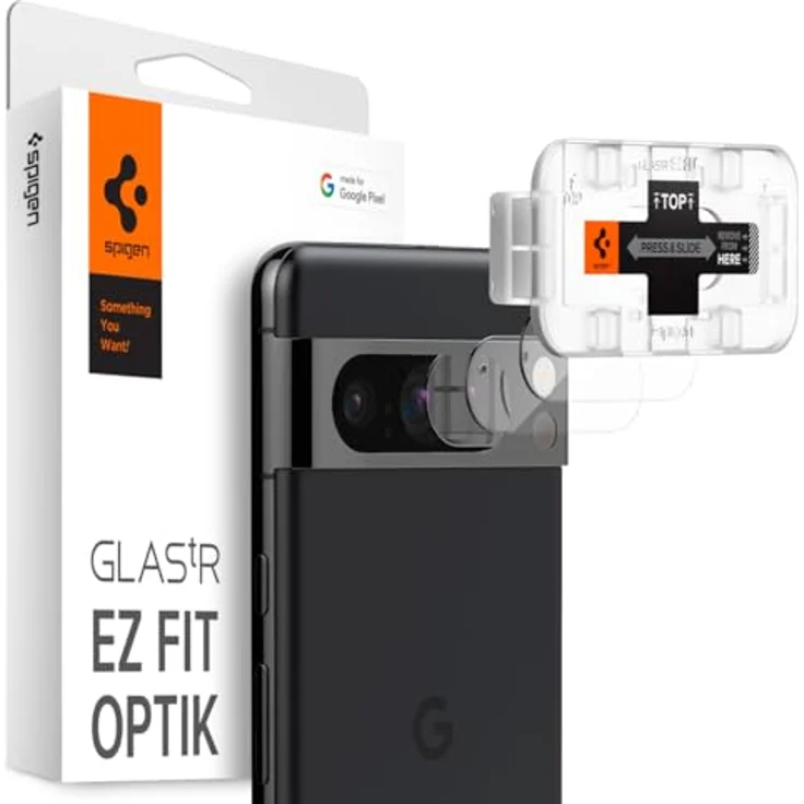 Spigen Glas.tR EZ Fit Optik Kameraschutz kompatibel mit Google Pixel 8 Pro, 2 Stück, Kristallklar, Anti-Kratzer, 9H Härte Schutzfolie – Bild 1