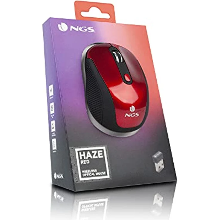 NGS Haze Maus RF Wireless Optisch 1600 DPI Ambidextrous - Mäuse (Ambidextrous, Optisch, RF Wireless, 1600 DPI, Schwarz, Rot) – Bild 8