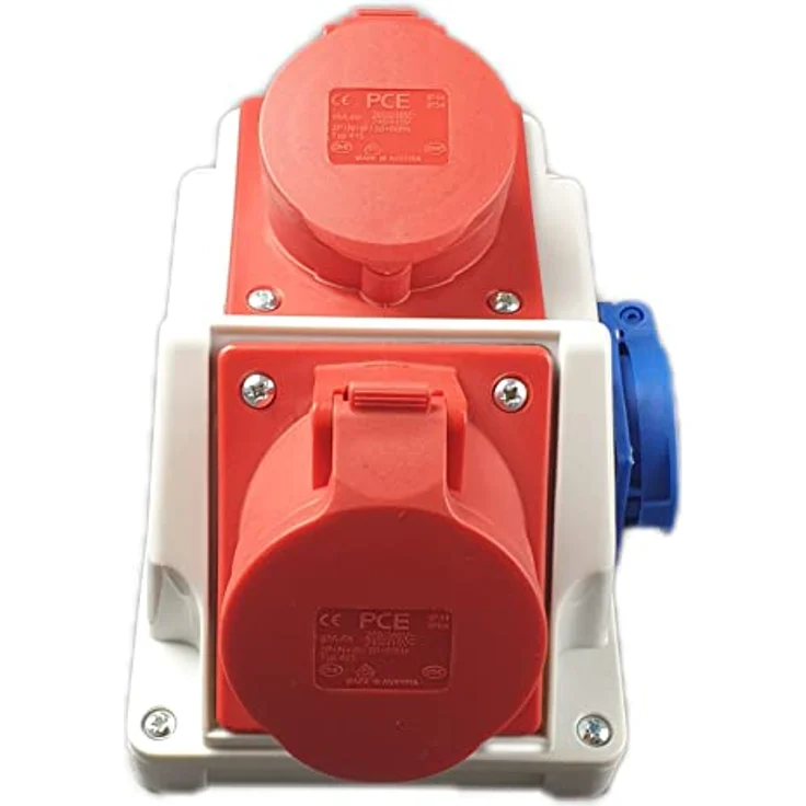 RoadEu - Kombi Wandsteckdose - Wandverteiler 32A, 16A CEE Steckdose mit Schuko 230V - Baustromverteiler 16A 32A - PCE Steckdosen - Aufputz Verteilerkasten - Stromverteiler Innen und Außen, IP44-Gehäuse, isolierte Bauform – Bild 3