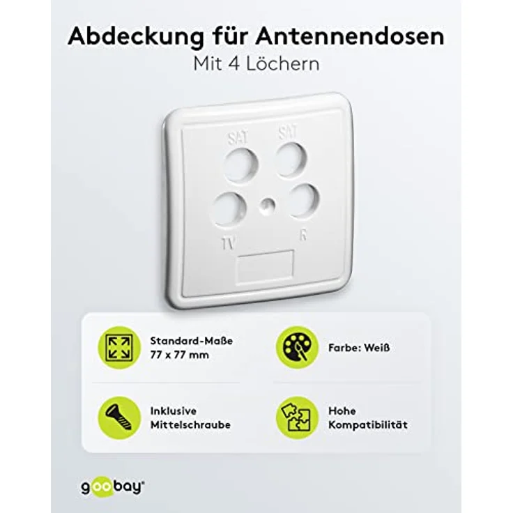 Goobay 67052 Vier Loch Abdeckung für Antennendosen, mit Schraube – Bild 3