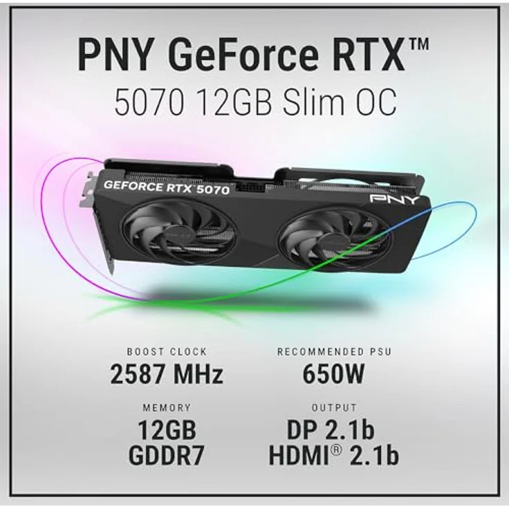 PNY NVIDIA GeForce RTX™ 5070 Slim Dual-Lüfter, Dual-Slot OC-Grafikkarte mit NVIDIA DLSS 4.5 und optimierter Kühlung – Bild 2