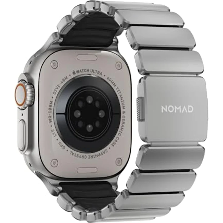 NOMAD Stratos Band I, Hybrid-Design aus Titan und FKM für Apple Watch 42/44/45/46/49mm, wasserresistent, Natural Black – Bild 5