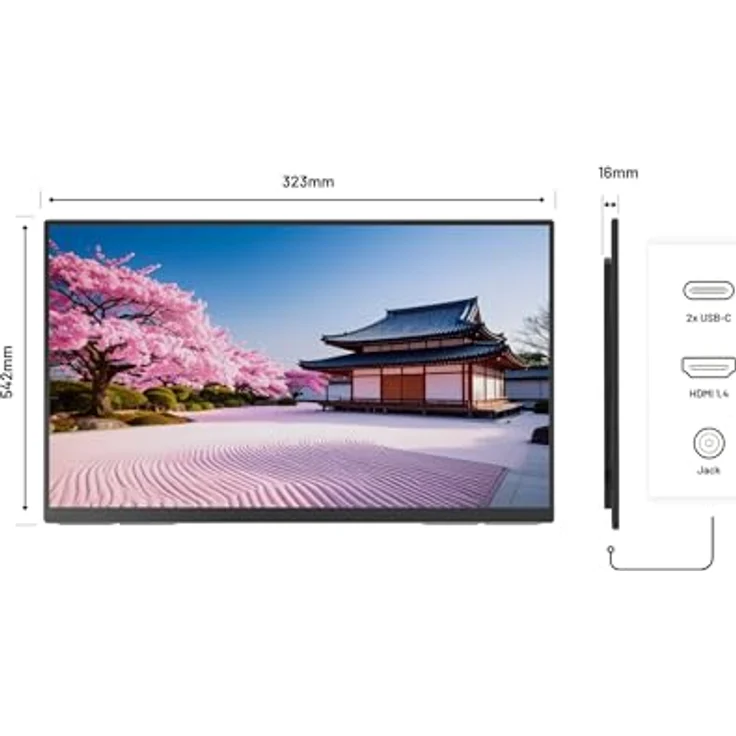 JapanNext Tragbarer Monitor JN-MD-IPS238F-C6, 23,8" IPS Full HD (1920x1080), HDR, USB-C Power Delivery (65W), Integrierte Lautsprecher, G-Sync/FreeSync – Bild 3