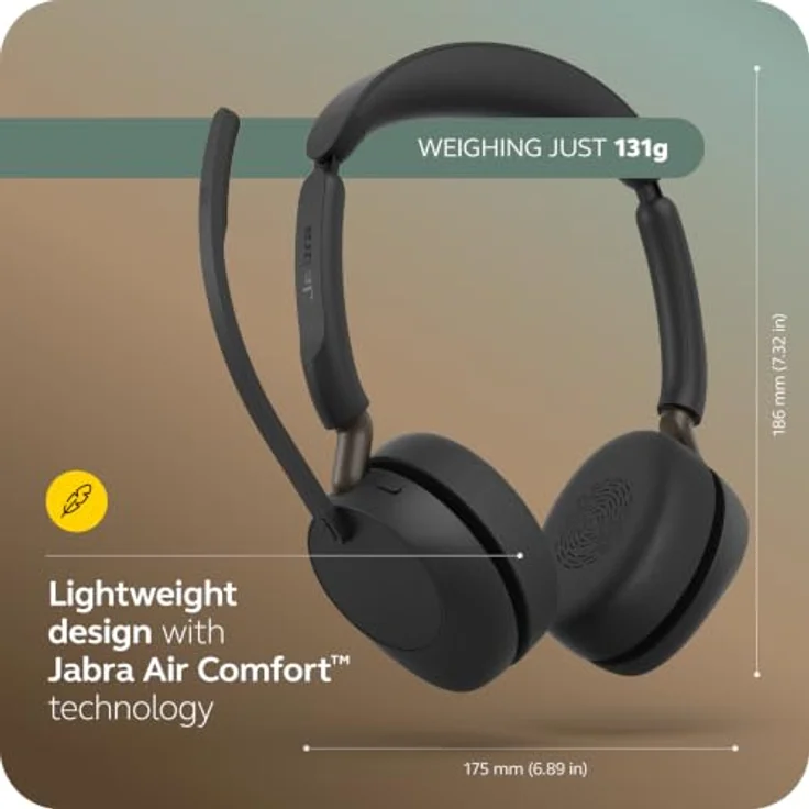 Jabra Evolve3 65 Stereo, LINK 390c, MS On Ear Headset mit Bluetooth® und adaptiver Geräuschunterdrückung, Schwarz – Bild 5