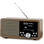 Dynavox DBT600 DAB+ Radio, tragbares UKW Radio mit TFT-Display, Holzdekor braun