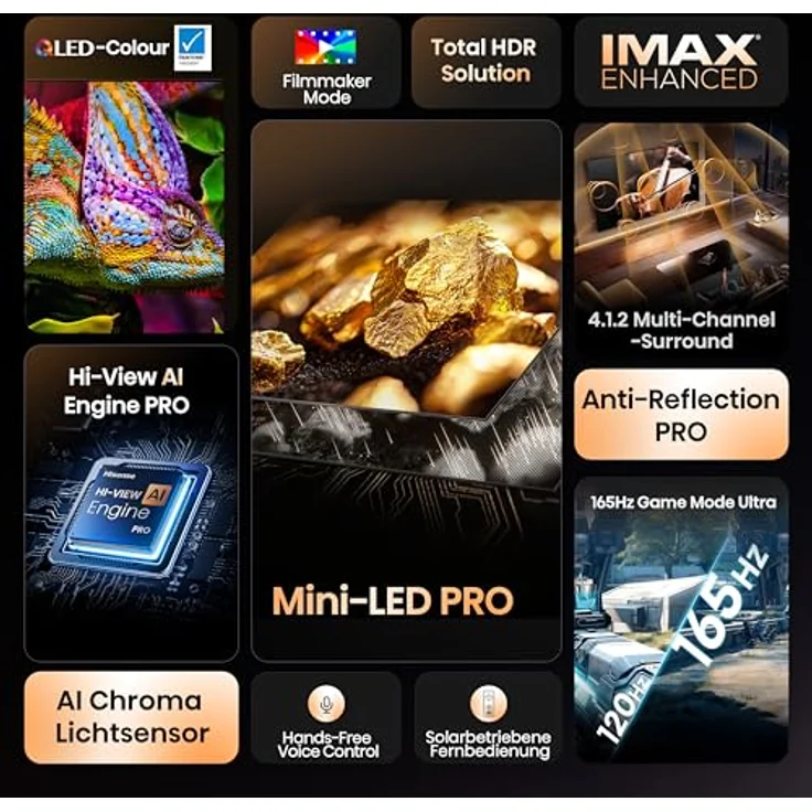 Hisense 65U8Q 65" Mini-LED ULED TV, 4K UHD, Dolby Atmos, 165Hz Game Mode PRO, Alexa, HDR, VIDAA U9 – Bild 4