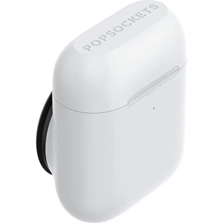 PopSockets PopGrip Kopfhörer-Hülle, kompatibel mit AirPods: austauschbarer Griff und AirPods-Halter für Handys und Tablets, Weiß