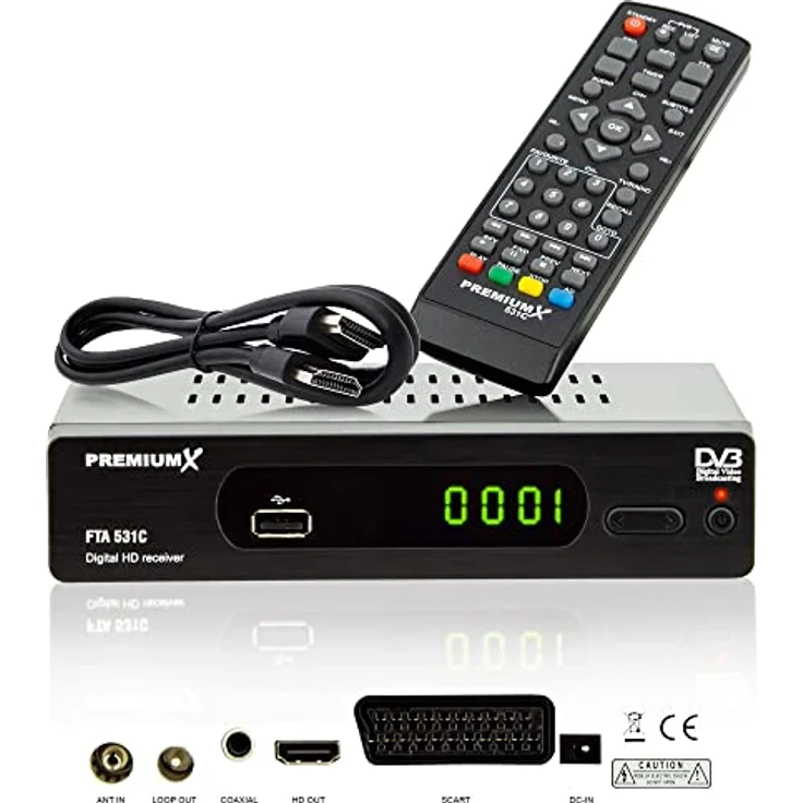 Premium X Kabelreceiver DVB-C FTA 531C Digital FullHD SCART HDMI USB Mediaplayer, TV-Receiver Kabel-Fernsehen – Bild 1