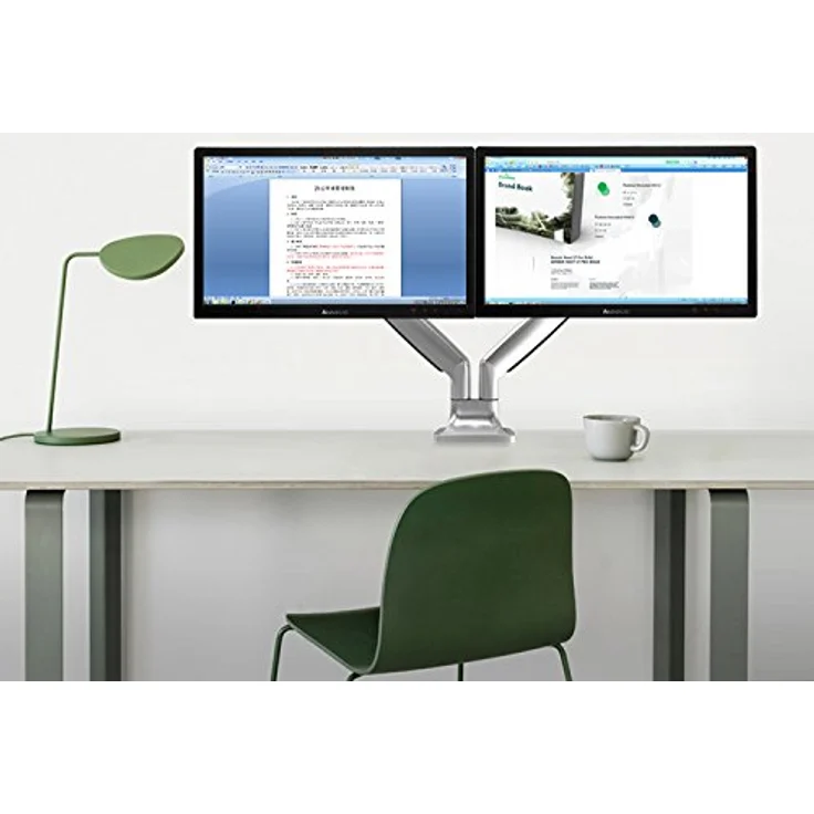 Gasdruck Dual 2 Fach Aluminium Tischhalterung für LED und LCD Monitore bis 32 Zoll VESA 75x75 100x100 HALTERUNGSPROFI OFFICE-GS324A (2 Monitore) – Bild 4