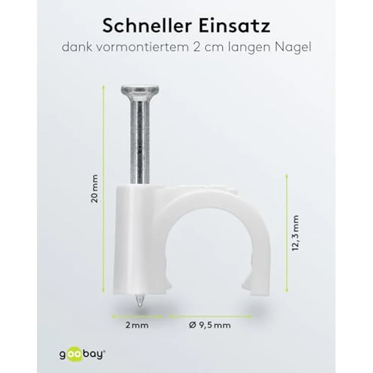 Goobay 17082 Kabelschelle für Kabel mit Kabeldurchmesser bis max. 10,0 mm weiß (100 Stück) - Preisvergleich – Bild 3