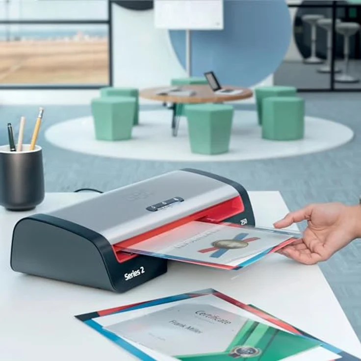 GBC Laminiergerät 250 - A4 Laminierer mit 75-125 µm Folienstärke, 500 mm/min Geschwindigkeit, SMART-Status-LEDs, Abschaltautomatik, inkl. 5 A4-Folien – Bild 3