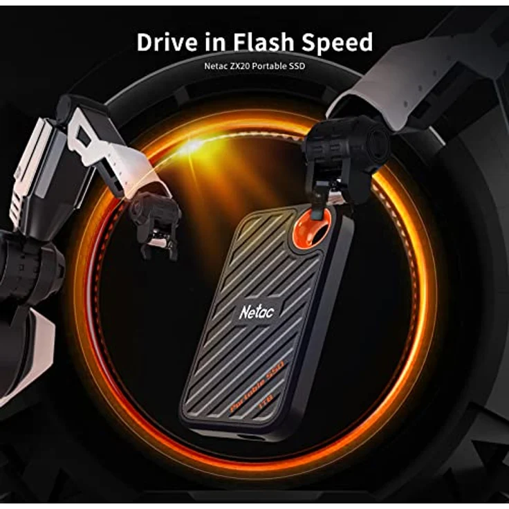 Netac ZX20 Extreme 1TB Portable NVMe SSD USB 3.2 Gen 2x2 Bis zu 2000MB/s Lesen und 1700MB/s Schreiben Unterstützung Win to Go Staubbeständig Schwarz – Bild 3